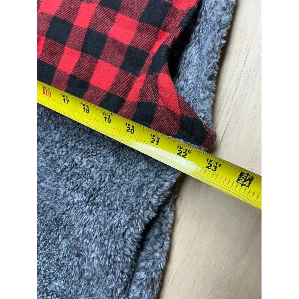 Sunshine & Rodeos Womens 3XL Grey Sherpa Vest Red Buffalo‎ Plaid Monogram K NEW